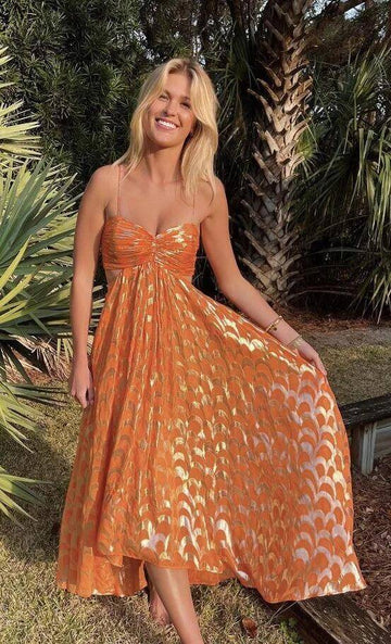 A-line Orange Prom Dress Fashion Party Evening Dress HZ1023
